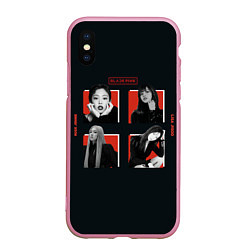 Чехол iPhone XS Max матовый BLACKPINK Red and black, цвет: 3D-розовый