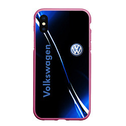 Чехол iPhone XS Max матовый VOLKSWAGEN, цвет: 3D-малиновый