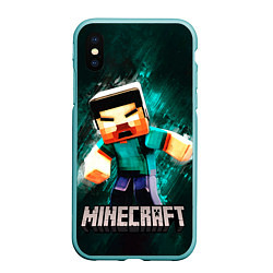 Чехол iPhone XS Max матовый MINECRAFT, цвет: 3D-мятный