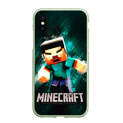 Чехол iPhone XS Max матовый MINECRAFT, цвет: 3D-салатовый