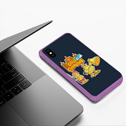 Чехол iPhone XS Max матовый Animal crossing x Dark Souls, цвет: 3D-фиолетовый — фото 2