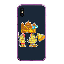 Чехол iPhone XS Max матовый Animal crossing x Dark Souls, цвет: 3D-фиолетовый