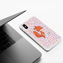 Чехол iPhone XS Max матовый Лисичка и мышка, цвет: 3D-белый — фото 2
