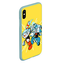 Чехол iPhone XS Max матовый Cuphead bros, цвет: 3D-мятный — фото 2