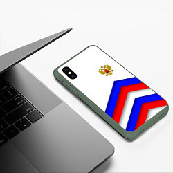 Чехол iPhone XS Max матовый РОССИЯ ФОРМА АБСТРАКТНЫЙ, цвет: 3D-темно-зеленый — фото 2