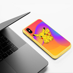 Чехол iPhone XS Max матовый Пикачу капелька, цвет: 3D-желтый — фото 2