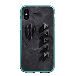 Чехол iPhone XS Max матовый THE WITCHER КАМЕНЬ, цвет: 3D-мятный