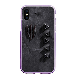 Чехол iPhone XS Max матовый THE WITCHER КАМЕНЬ, цвет: 3D-сиреневый