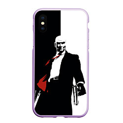 Чехол iPhone XS Max матовый Hitman BW, цвет: 3D-сиреневый