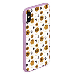 Чехол iPhone XS Max матовый Узор и биткоина Pattern, цвет: 3D-сиреневый — фото 2