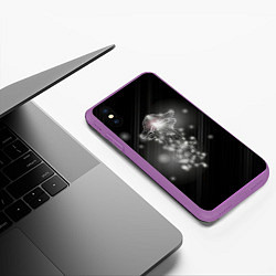 Чехол iPhone XS Max матовый Медуза на черном, цвет: 3D-фиолетовый — фото 2
