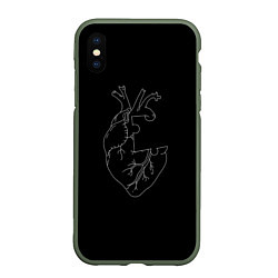Чехол iPhone XS Max матовый Сердце, цвет: 3D-темно-зеленый