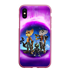 Чехол iPhone XS Max матовый Ratchet & Clank 2 Rift Apart, цвет: 3D-малиновый