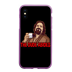 Чехол iPhone XS Max матовый The Dude Abides Lebowski, цвет: 3D-фиолетовый