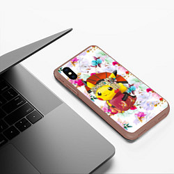 Чехол iPhone XS Max матовый Пикачу - Гейша, цвет: 3D-коричневый — фото 2