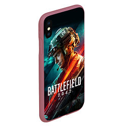 Чехол iPhone XS Max матовый BATTLEFIELD 2042 Батлфилд, цвет: 3D-малиновый — фото 2