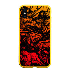 Чехол iPhone XS Max матовый Grotesque animals, цвет: 3D-желтый