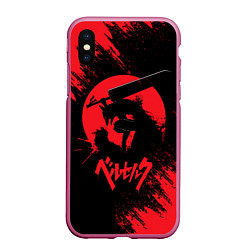 Чехол iPhone XS Max матовый BERSERK red краска, цвет: 3D-малиновый