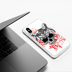 Чехол iPhone XS Max матовый Череп с рогами, цвет: 3D-белый — фото 2