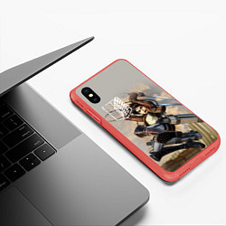 Чехол iPhone XS Max матовый Эрен Йегер, цвет: 3D-красный — фото 2
