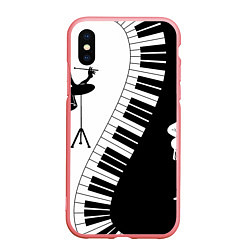 Чехол iPhone XS Max матовый Черно Белое пианино, цвет: 3D-баблгам