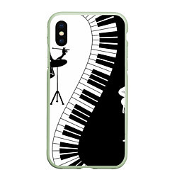 Чехол iPhone XS Max матовый Черно Белое пианино, цвет: 3D-салатовый