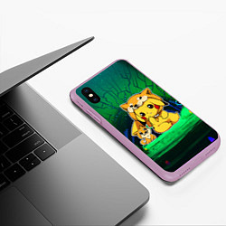 Чехол iPhone XS Max матовый Пикачу и корги, цвет: 3D-сиреневый — фото 2