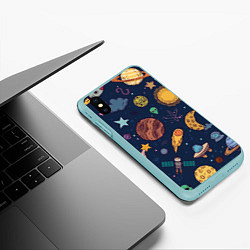Чехол iPhone XS Max матовый Космический мир, цвет: 3D-мятный — фото 2