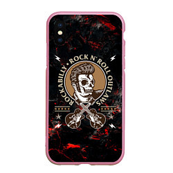 Чехол iPhone XS Max матовый Элвис Пресли Rock n roll, цвет: 3D-розовый