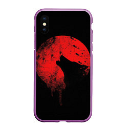 Чехол iPhone XS Max матовый Wolf 3D, цвет: 3D-фиолетовый