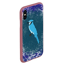 Чехол iPhone XS Max матовый Голубая сойка, цвет: 3D-малиновый — фото 2