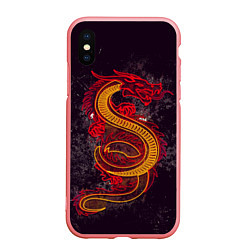 Чехол iPhone XS Max матовый НЕОНОВЫЙ ДРАКОН, 3d