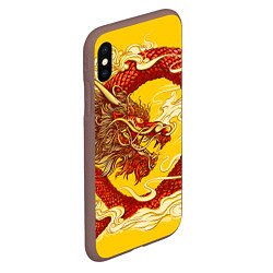 Чехол iPhone XS Max матовый Китайский Дракон, China Dragon, цвет: 3D-коричневый — фото 2