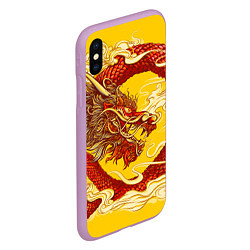 Чехол iPhone XS Max матовый Китайский Дракон, China Dragon, цвет: 3D-сиреневый — фото 2