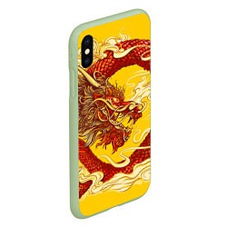 Чехол iPhone XS Max матовый Китайский Дракон, China Dragon, цвет: 3D-салатовый — фото 2