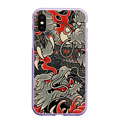 Чехол iPhone XS Max матовый Китайский Дракон, China Dragon, цвет: 3D-светло-сиреневый