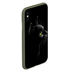 Чехол iPhone XS Max матовый Черный кот, цвет: 3D-темно-зеленый — фото 2