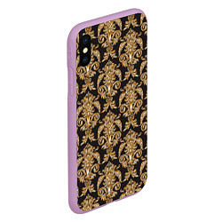 Чехол iPhone XS Max матовый Versace золотые узоры, цвет: 3D-сиреневый — фото 2