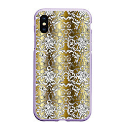 Чехол iPhone XS Max матовый Versace gold & white, цвет: 3D-светло-сиреневый