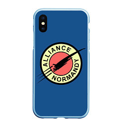 Чехол iPhone XS Max матовый Mass effect x Futurama, цвет: 3D-голубой