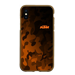 Чехол iPhone XS Max матовый KTM КТМ CAMO RACING, цвет: 3D-коричневый