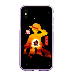 Чехол iPhone XS Max матовый Манки Д Луффи пираты Соломенной Шляпы, цвет: 3D-сиреневый