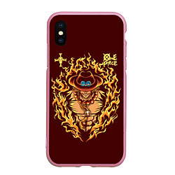 Чехол iPhone XS Max матовый One Piece Портгас Д Эйс в огне, цвет: 3D-розовый