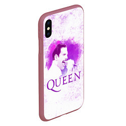 Чехол iPhone XS Max матовый Freddie Mercury Queen Z, цвет: 3D-малиновый — фото 2
