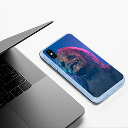 Чехол iPhone XS Max матовый Corey Taylor, цвет: 3D-голубой — фото 2