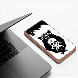 Чехол iPhone XS Max матовый МЕДВЕДЬ С ЧЕРЕПОМ Z, цвет: 3D-коричневый — фото 2