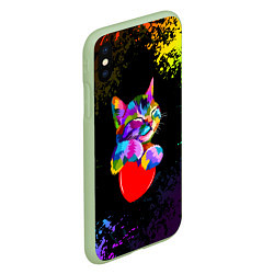 Чехол iPhone XS Max матовый РАДУЖНЫЙ КОТИК RAINBOW KITTY, цвет: 3D-салатовый — фото 2