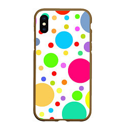 Чехол iPhone XS Max матовый Polka dot, цвет: 3D-коричневый