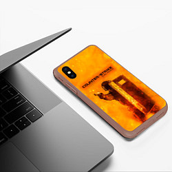 Чехол iPhone XS Max матовый CS GO FIRE КС ГО Z, цвет: 3D-коричневый — фото 2
