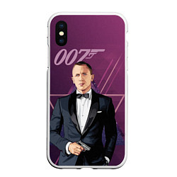 Чехол iPhone XS Max матовый Агент 007 Джеймс Бонд, цвет: 3D-белый